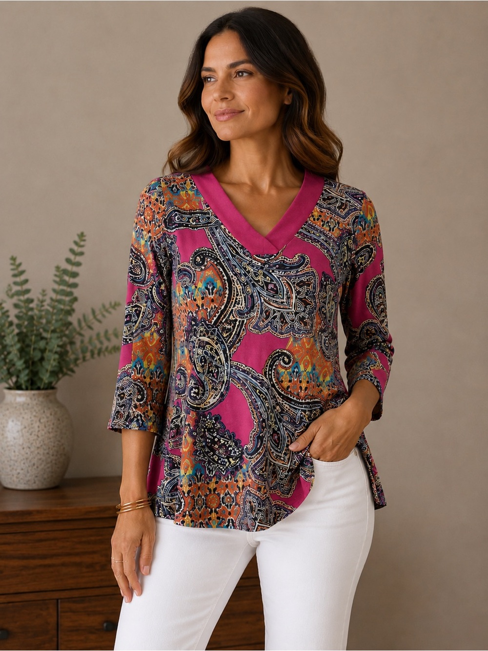 Lauren Ralph Lauren Top Paisley Pink Top Size S